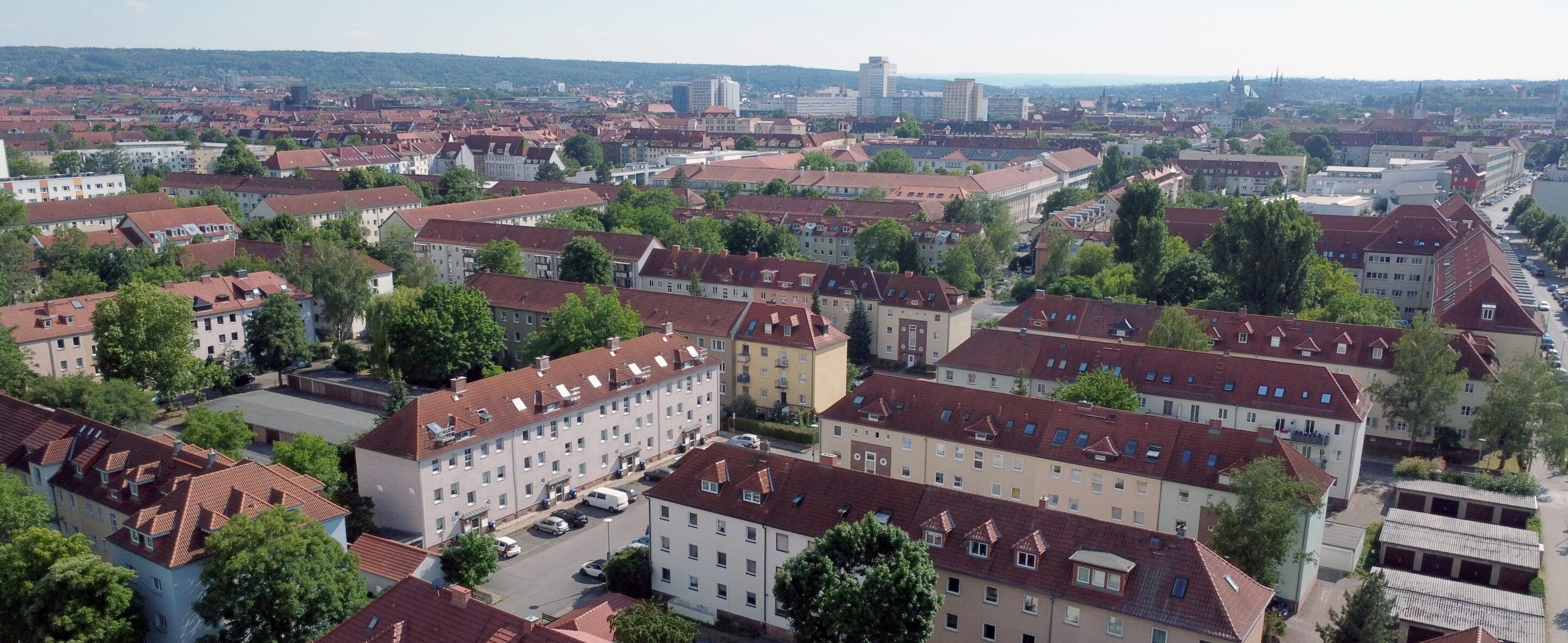Das Hanseviertel Erfurt in einer Luftaufnahme