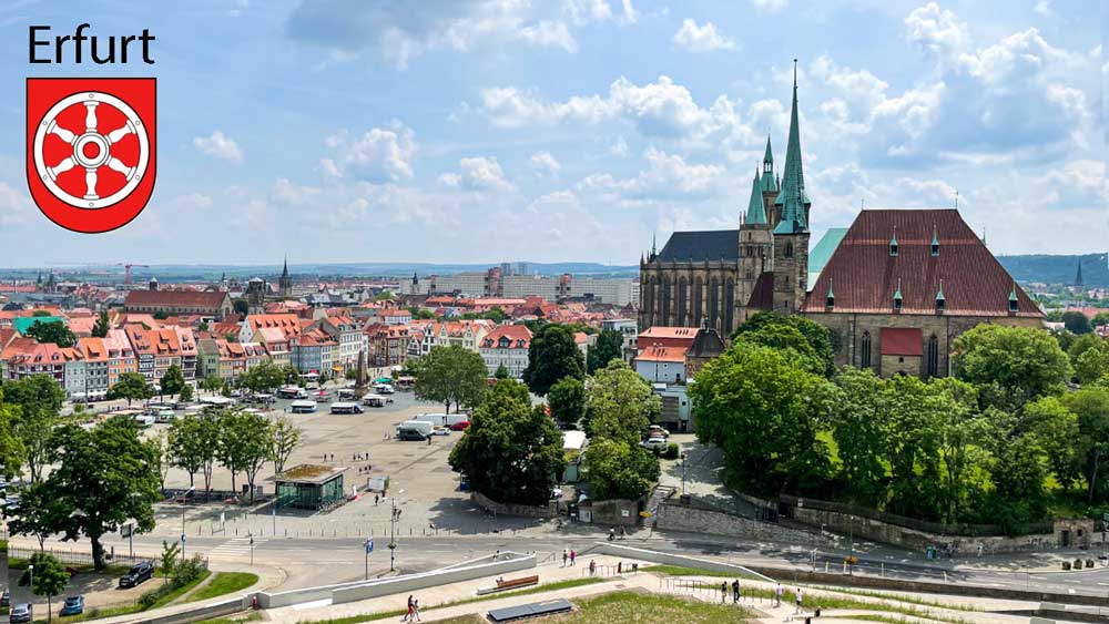 Blick auf die Stadt Erfurt mit Dom und Altstadt