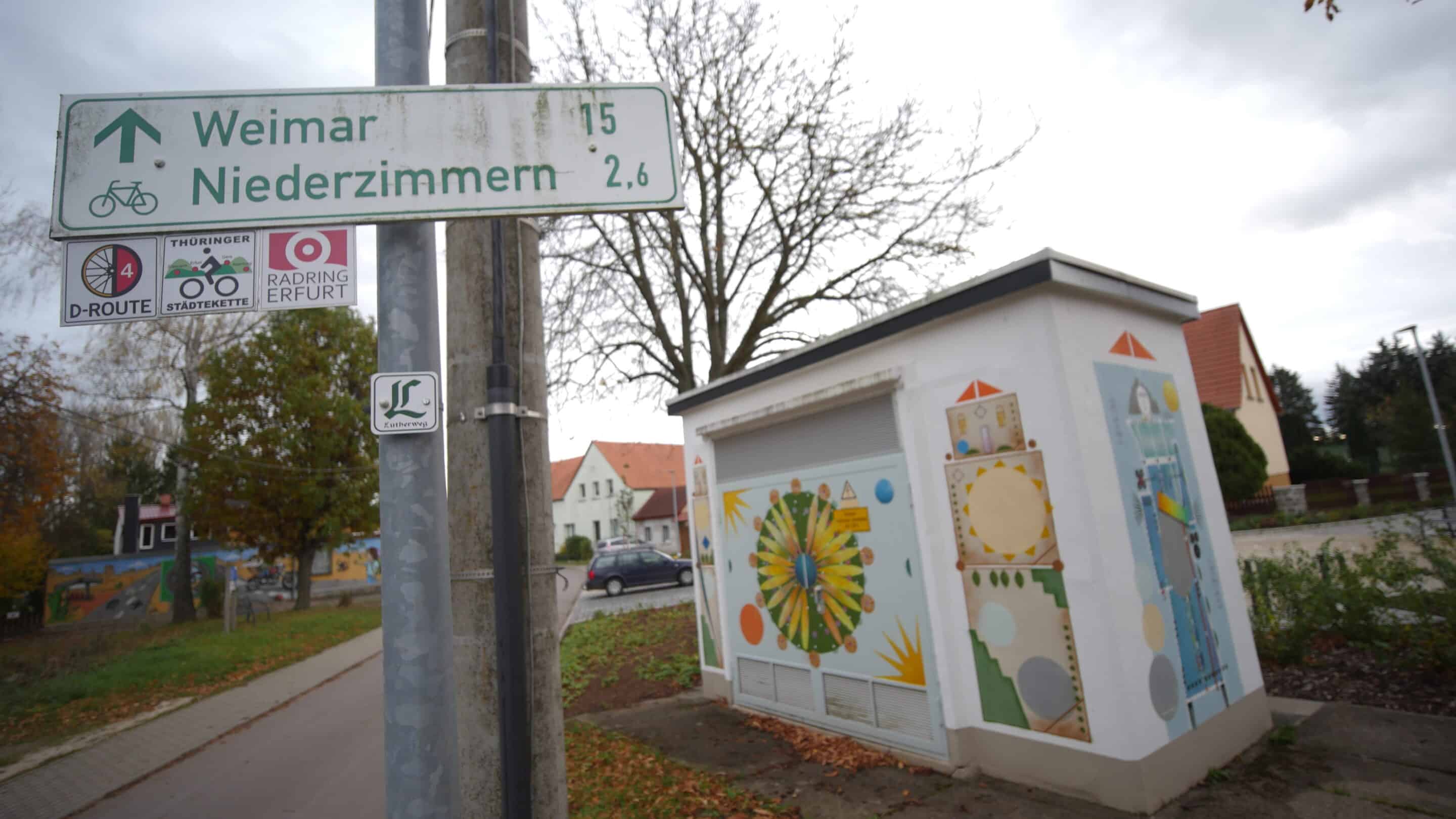 Wallichen Erfurt Radweg Beschilderung Thüringer Städtekette