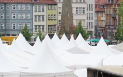 White tents on Cathedral Square