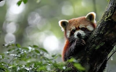 Rote Pandas ziehen auf den Roten Berg