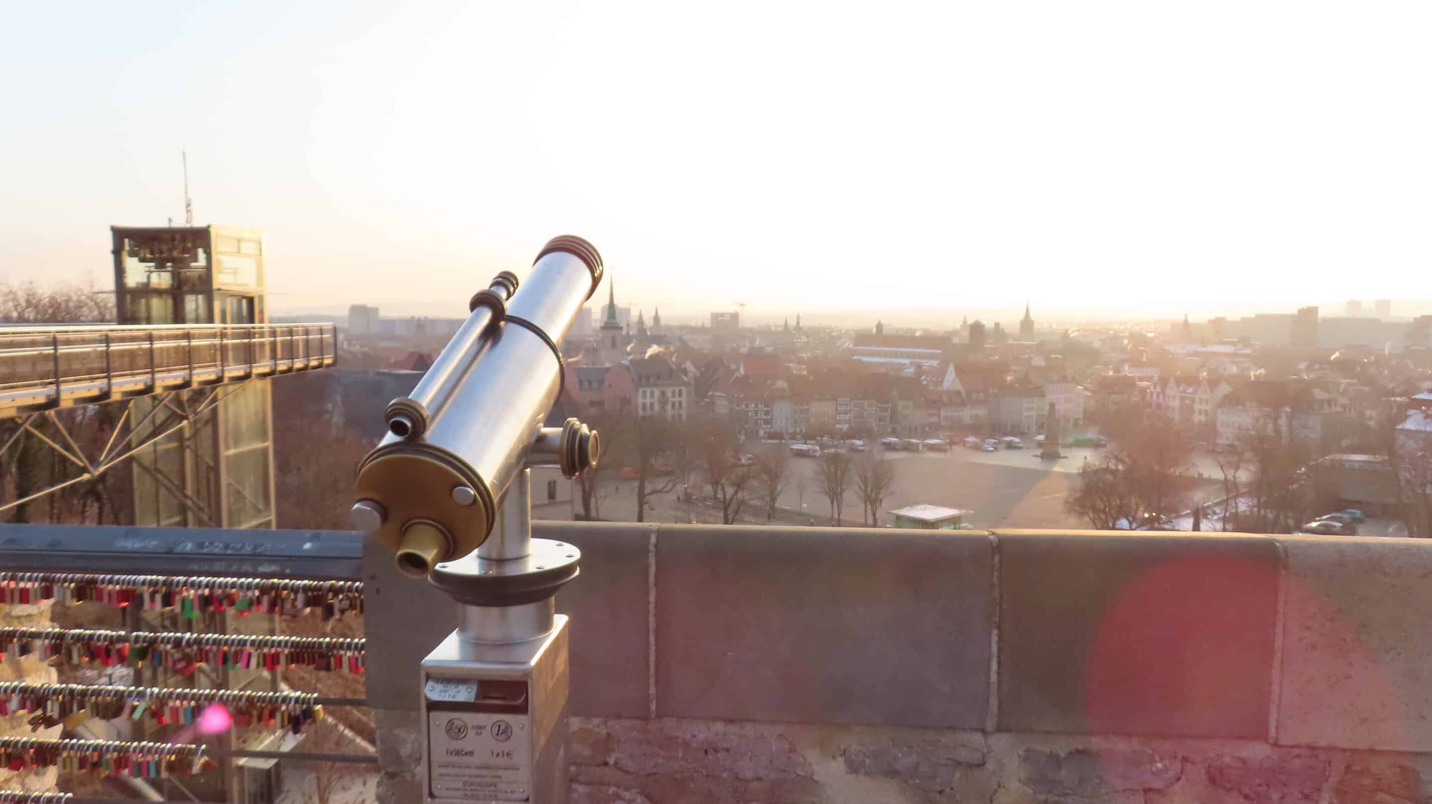 Blick vom Petersberg Erfurt zur Altstadt mit Domplatz.