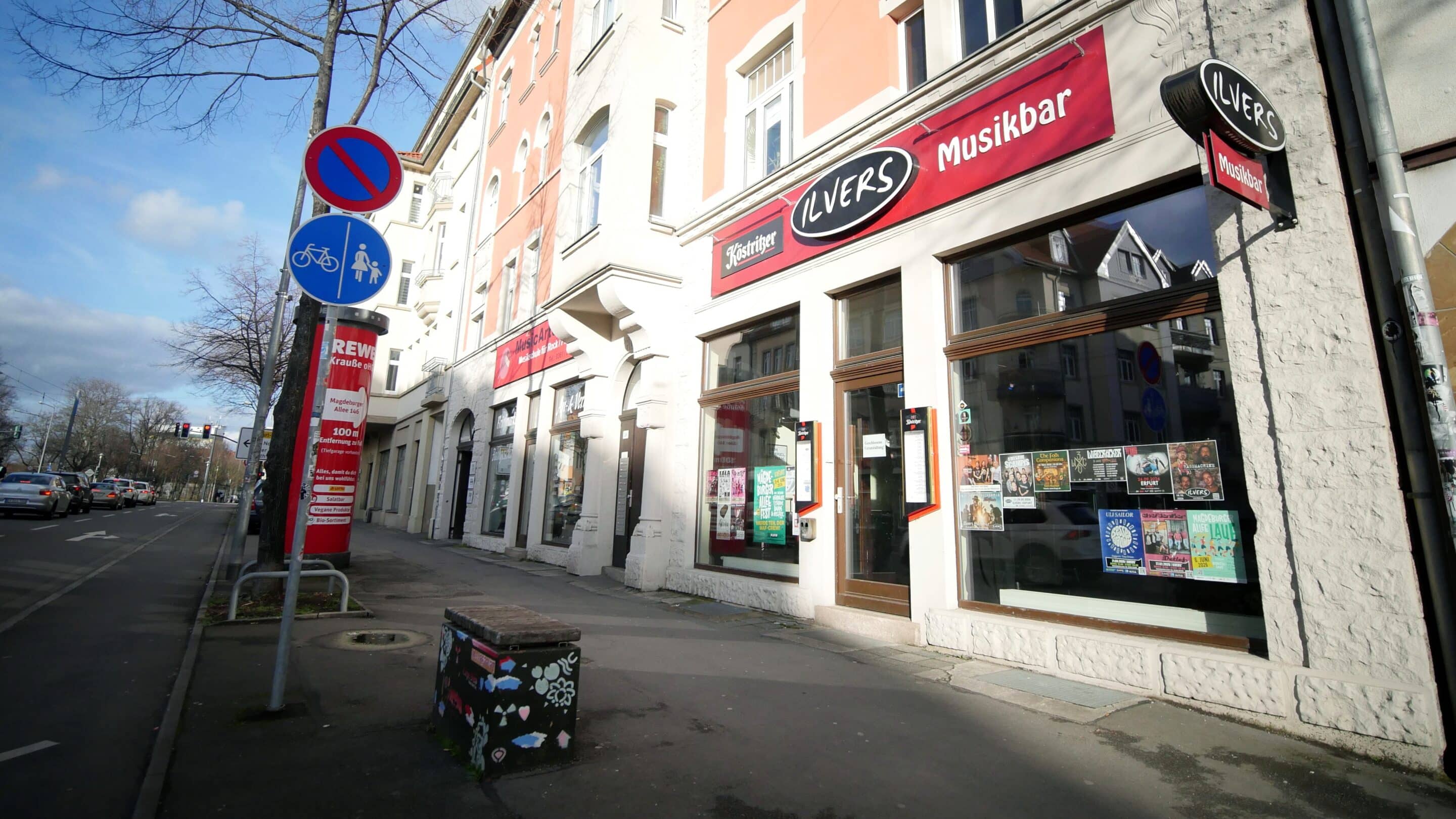 Die Magdeburger Alle in Erfurt Ilversgehofen mit der Ilvers Musikbar.
