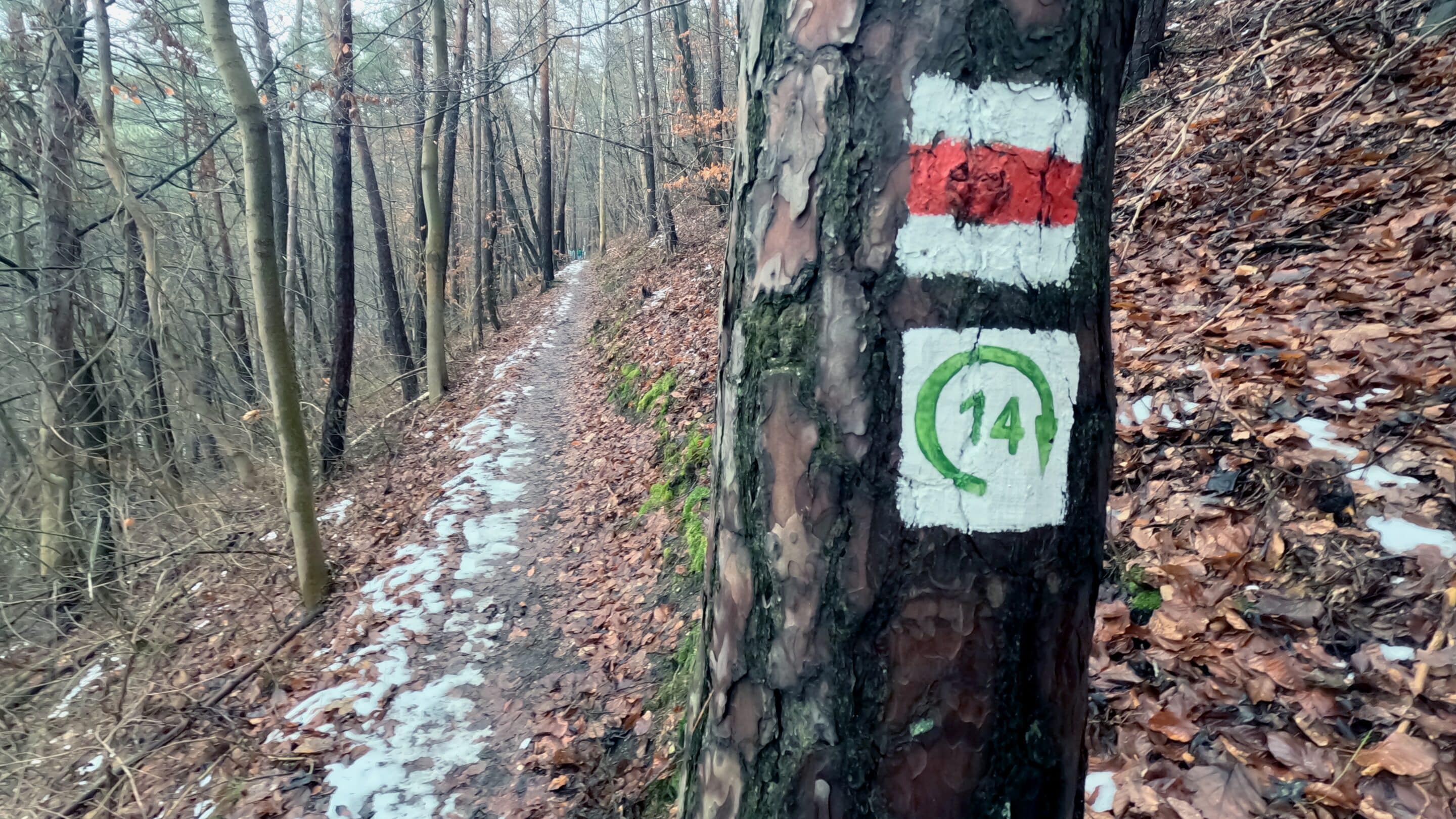Ausschilderung eines Wanderwegs bei Jena Lobeda in Thüringen.