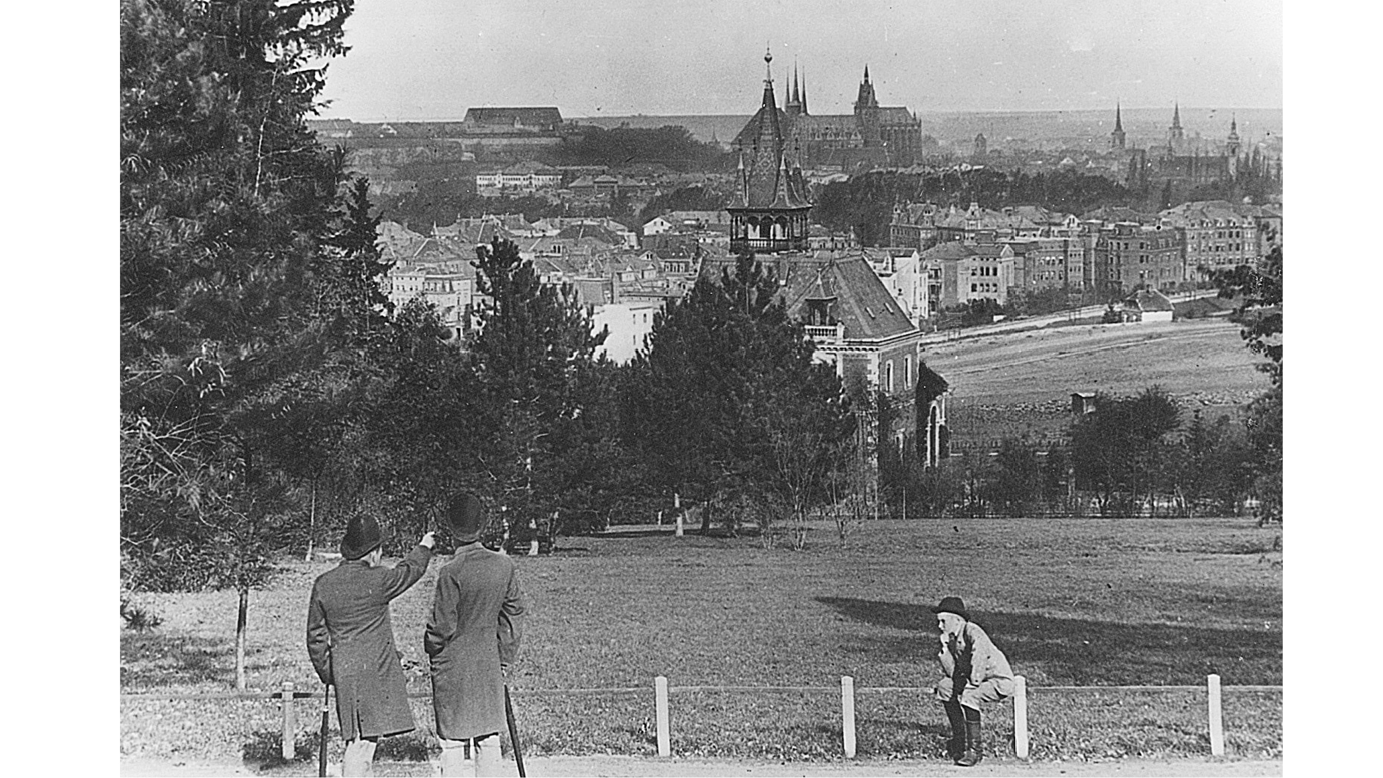 Blick vom Augustapark auf Erfurt um 1900 mit der Stürkevilla und dem Dom
