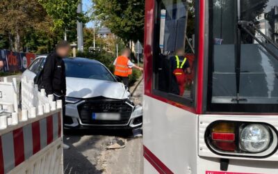 Hoher Sachschaden bei Verkehrsunfall mit Straßenbahn