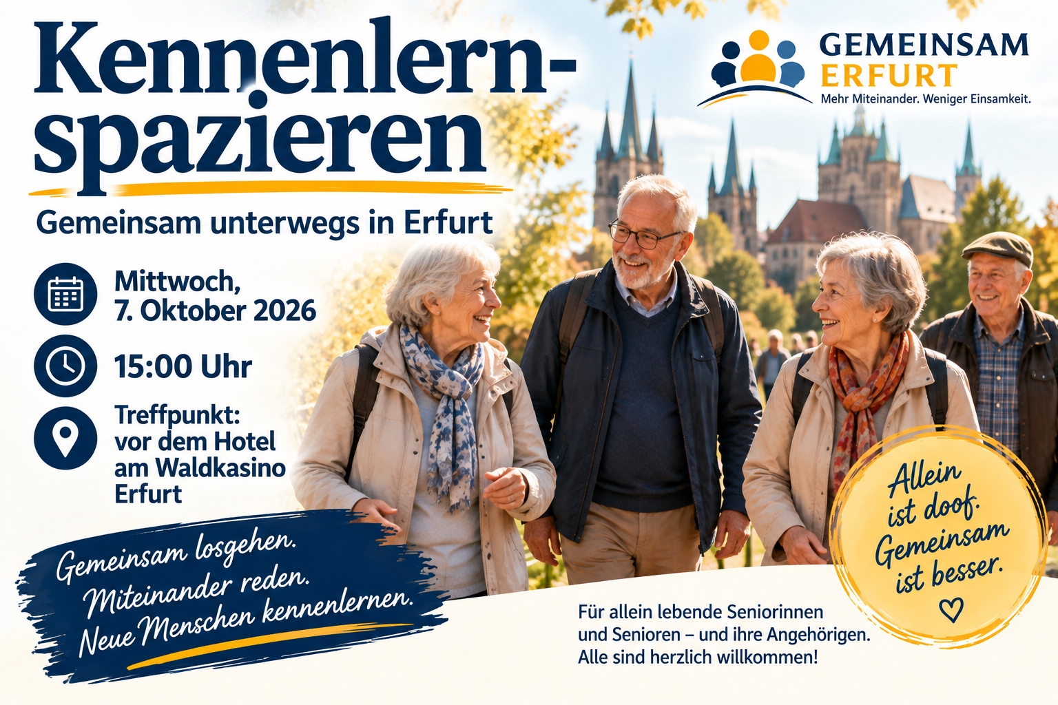 Kennenlernspazieren – gemeinsam unterwegs – für allein lebende SENIOREN