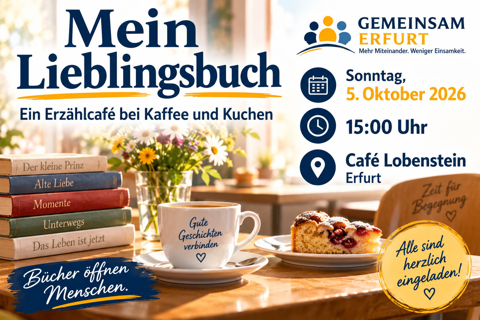 Mein Lieblingsbuch – ein Erzählcafé bei Kaffee und Kuchen